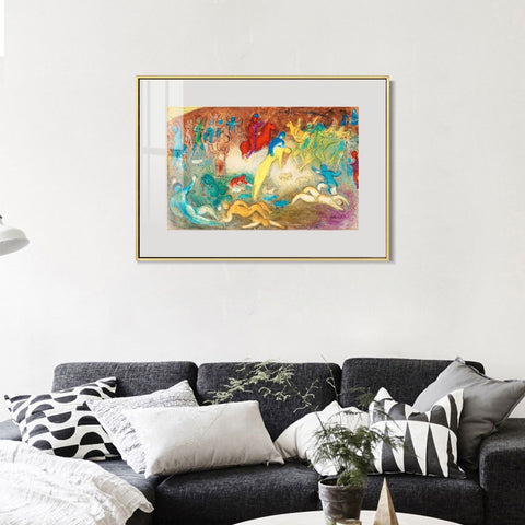 INVIN ART Mental Framed Canvas Giclee Print Art Slaughter by Marc Chagall Wall Art Living Room Home Office Decorations