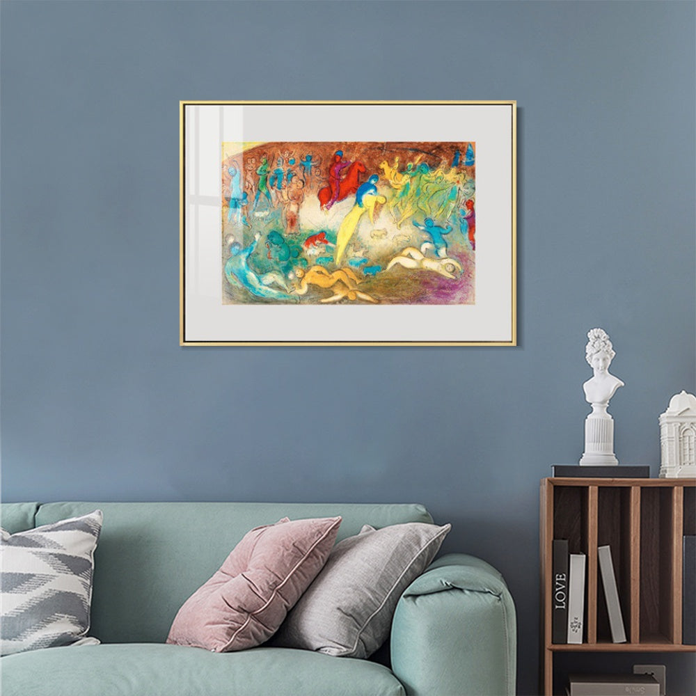 INVIN ART Mental Framed Canvas Giclee Print Art Slaughter by Marc Chagall Wall Art Living Room Home Office Decorations