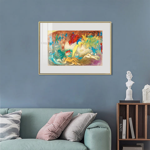 INVIN ART Mental Framed Canvas Giclee Print Art Slaughter by Marc Chagall Wall Art Living Room Home Office Decorations