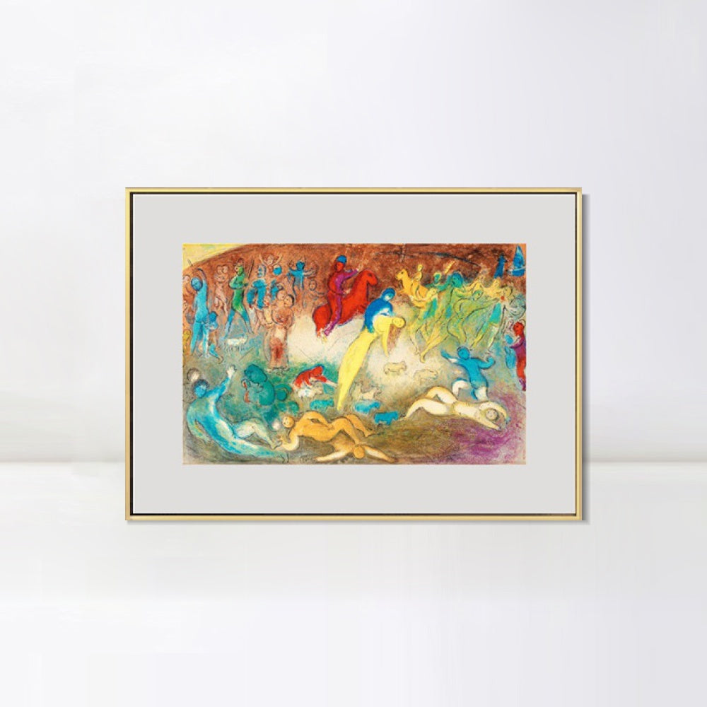 INVIN ART Mental Framed Canvas Giclee Print Art Slaughter by Marc Chagall Wall Art Living Room Home Office Decorations