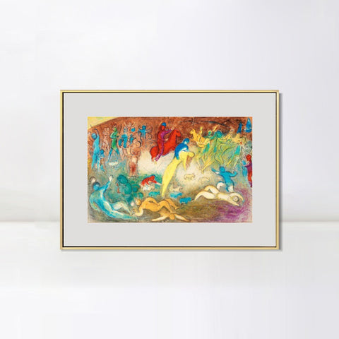 INVIN ART Mental Framed Canvas Giclee Print Art Slaughter by Marc Chagall Wall Art Living Room Home Office Decorations