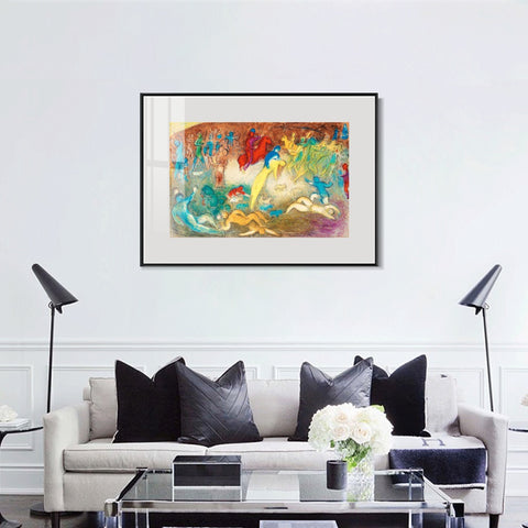INVIN ART Mental Framed Canvas Giclee Print Art Slaughter by Marc Chagall Wall Art Living Room Home Office Decorations