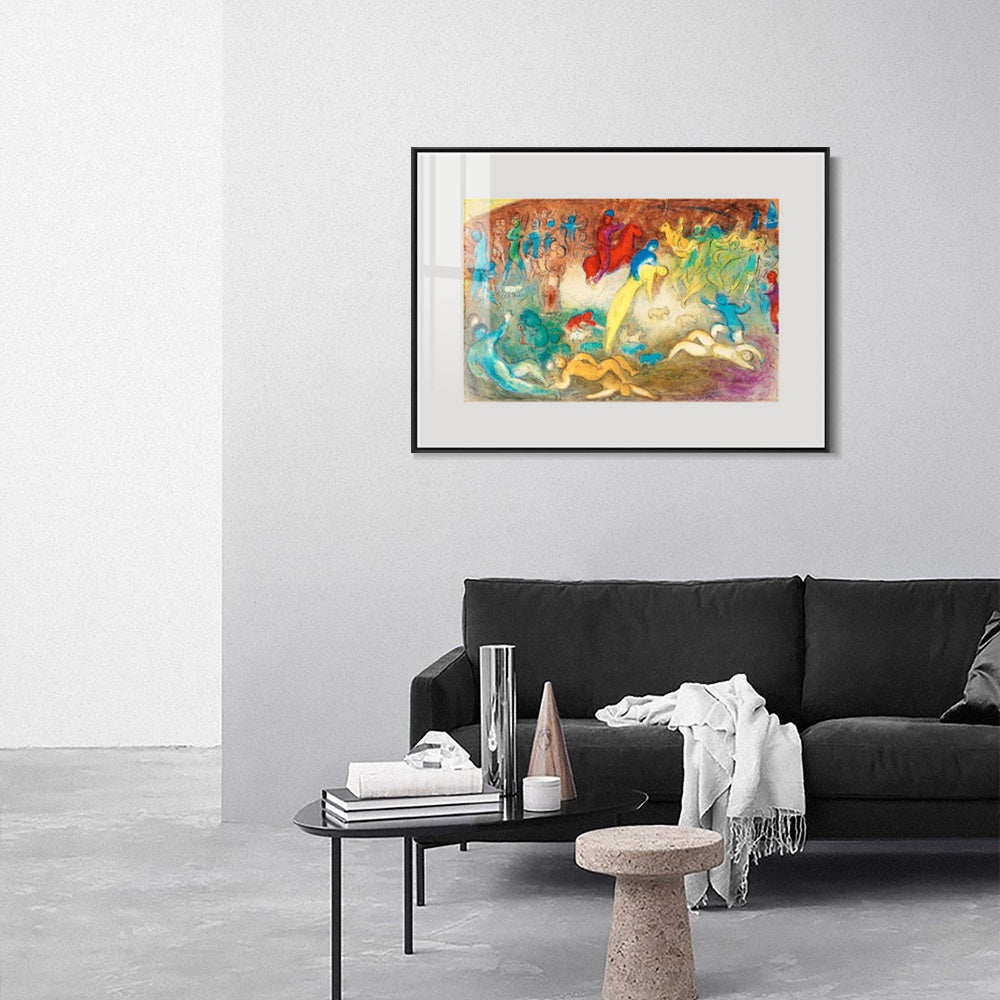 INVIN ART Mental Framed Canvas Giclee Print Art Slaughter by Marc Chagall Wall Art Living Room Home Office Decorations