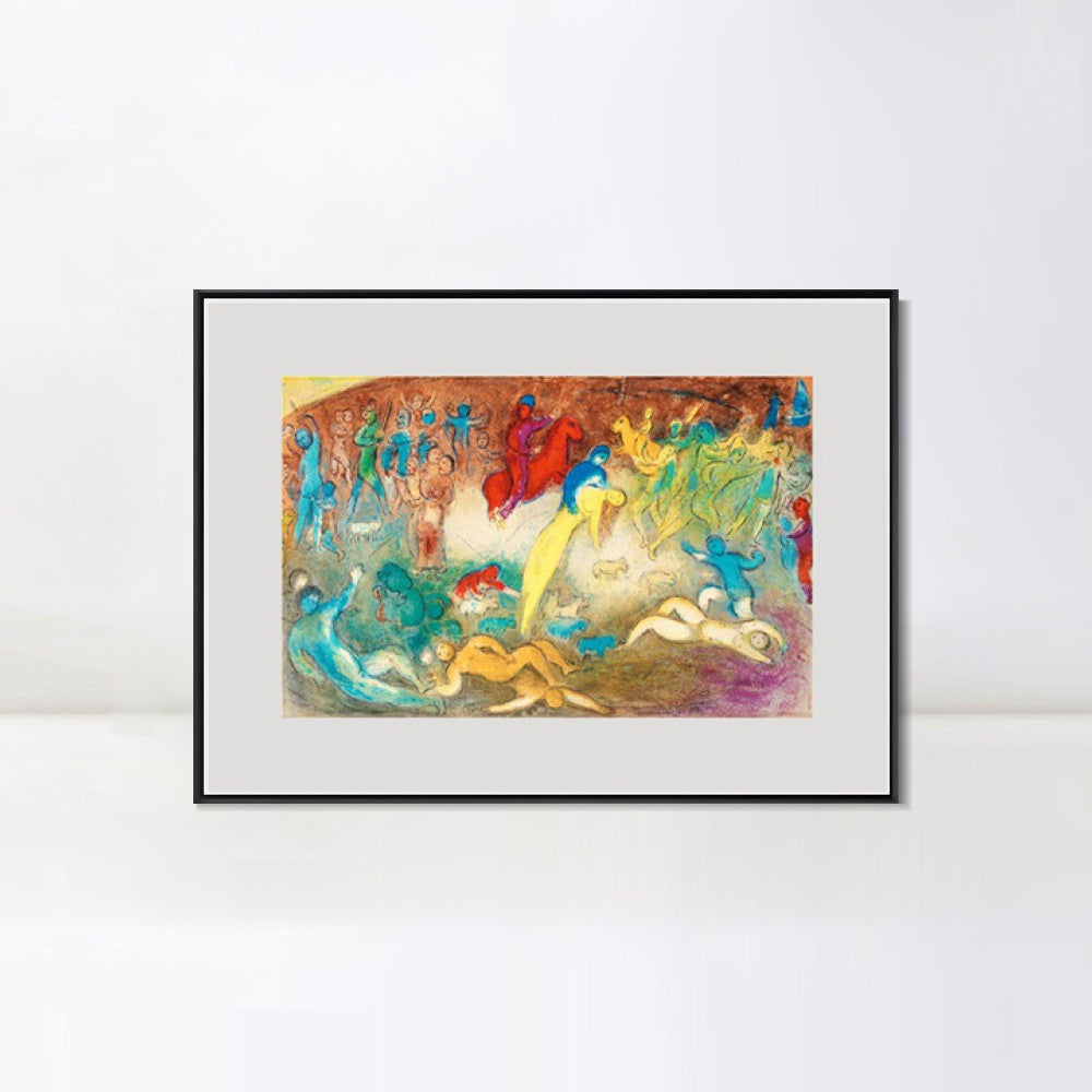 INVIN ART Mental Framed Canvas Giclee Print Art Slaughter by Marc Chagall Wall Art Living Room Home Office Decorations