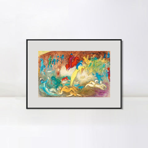 INVIN ART Mental Framed Canvas Giclee Print Art Slaughter by Marc Chagall Wall Art Living Room Home Office Decorations