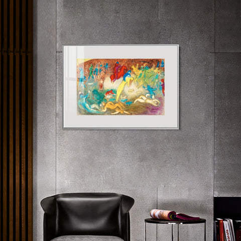 INVIN ART Mental Framed Canvas Giclee Print Art Slaughter by Marc Chagall Wall Art Living Room Home Office Decorations