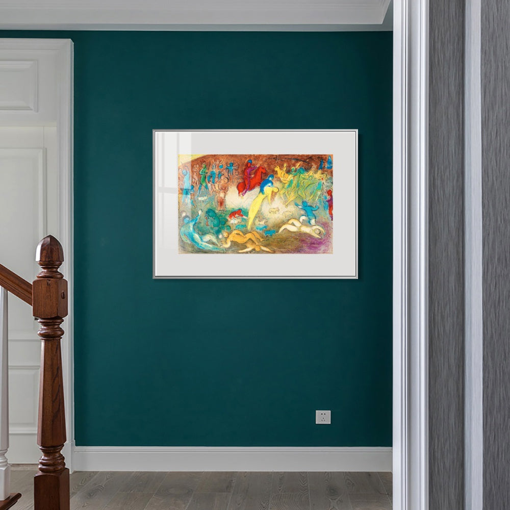 INVIN ART Mental Framed Canvas Giclee Print Art Slaughter by Marc Chagall Wall Art Living Room Home Office Decorations