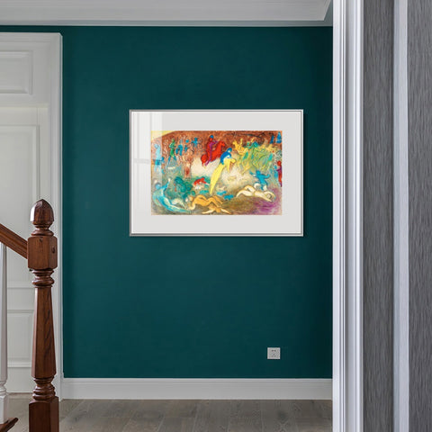 INVIN ART Mental Framed Canvas Giclee Print Art Slaughter by Marc Chagall Wall Art Living Room Home Office Decorations