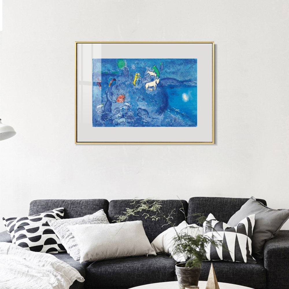 INVIN ART Mental Framed Canvas Giclee Print Art River by Marc Chagall Wall Art Living Room Home Office Decorations