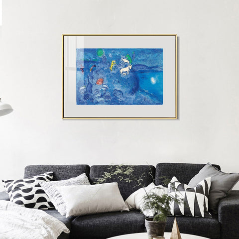 INVIN ART Mental Framed Canvas Giclee Print Art River by Marc Chagall Wall Art Living Room Home Office Decorations