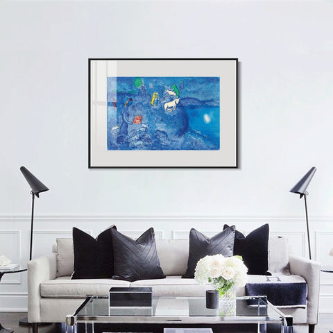 INVIN ART Mental Framed Canvas Giclee Print Art River by Marc Chagall Wall Art Living Room Home Office Decorations