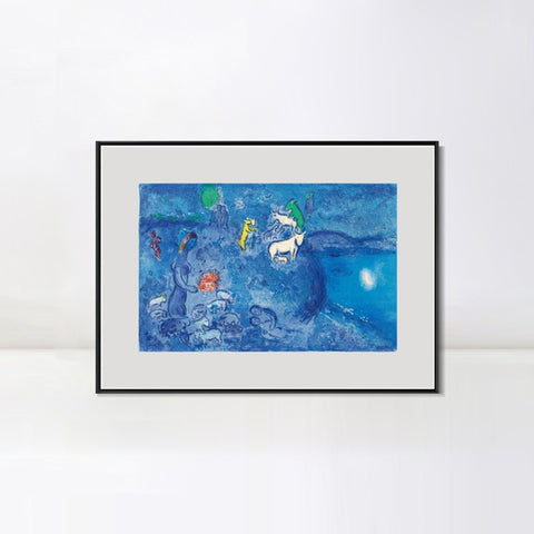 INVIN ART Mental Framed Canvas Giclee Print Art River by Marc Chagall Wall Art Living Room Home Office Decorations