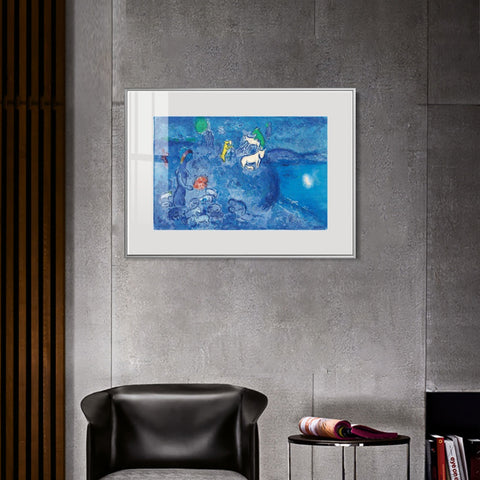 INVIN ART Mental Framed Canvas Giclee Print Art River by Marc Chagall Wall Art Living Room Home Office Decorations