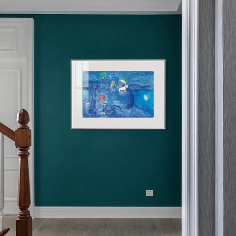 INVIN ART Mental Framed Canvas Giclee Print Art River by Marc Chagall Wall Art Living Room Home Office Decorations