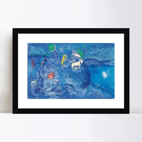 INVIN ART Framed Canvas Giclee Print Art River by Marc Chagall Wall Art Living Room Home Office Decorations