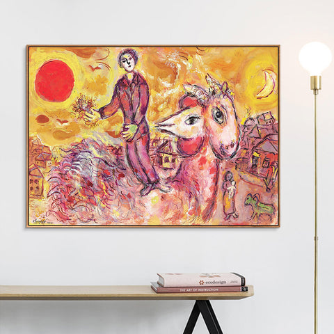 INVIN ART Framed Canvas Giclee Print Art Sunshine by Marc Chagall Wall Art Living Room Home Office Decorations