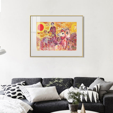 INVIN ART Mental Framed Canvas Giclee Print Art Sunshine by Marc Chagall Wall Art Living Room Home Office Decorations