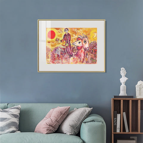 INVIN ART Mental Framed Canvas Giclee Print Art Sunshine by Marc Chagall Wall Art Living Room Home Office Decorations