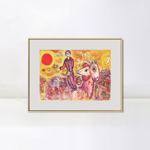 INVIN ART Mental Framed Canvas Giclee Print Art Sunshine by Marc Chagall Wall Art Living Room Home Office Decorations