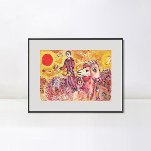INVIN ART Mental Framed Canvas Giclee Print Art Sunshine by Marc Chagall Wall Art Living Room Home Office Decorations