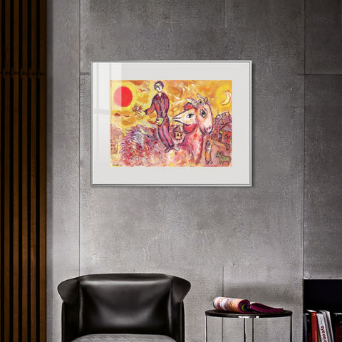 INVIN ART Mental Framed Canvas Giclee Print Art Sunshine by Marc Chagall Wall Art Living Room Home Office Decorations