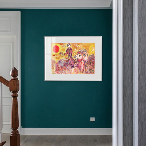 INVIN ART Mental Framed Canvas Giclee Print Art Sunshine by Marc Chagall Wall Art Living Room Home Office Decorations