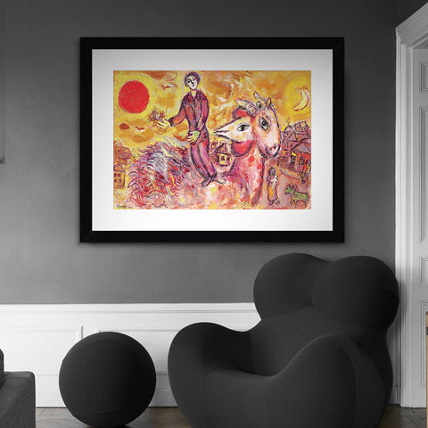 INVIN ART Framed Canvas Giclee Print Art Sunshine by Marc Chagall Wall Art Living Room Home Office Decorations