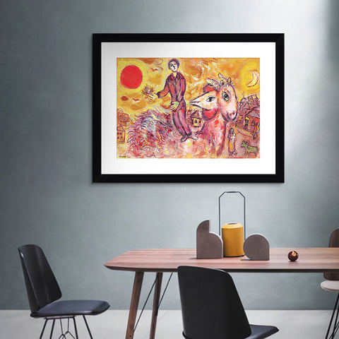 INVIN ART Framed Canvas Giclee Print Art Sunshine by Marc Chagall Wall Art Living Room Home Office Decorations