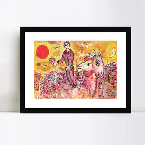 INVIN ART Framed Canvas Giclee Print Art Sunshine by Marc Chagall Wall Art Living Room Home Office Decorations