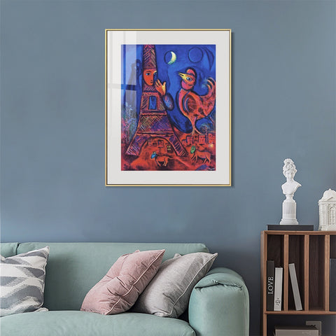 INVIN ART Mental Framed Canvas Giclee Print Art Tower by Marc Chagall Wall Art Living Room Home Office Decorations