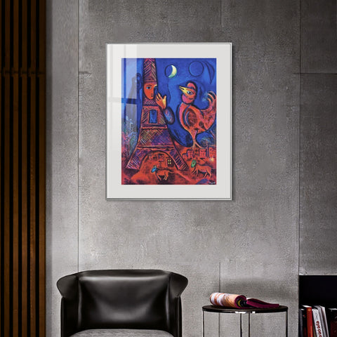 INVIN ART Mental Framed Canvas Giclee Print Art Tower by Marc Chagall Wall Art Living Room Home Office Decorations
