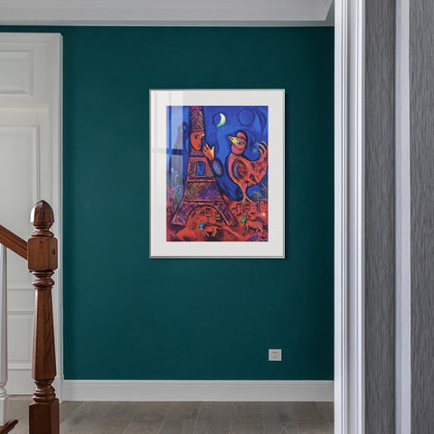 INVIN ART Mental Framed Canvas Giclee Print Art Tower by Marc Chagall Wall Art Living Room Home Office Decorations