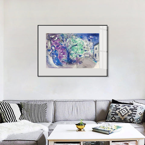 INVIN ART Mental Framed Canvas Giclee Print Art Tree and bird by Marc Chagall Wall Art Living Room Home Office Decorations