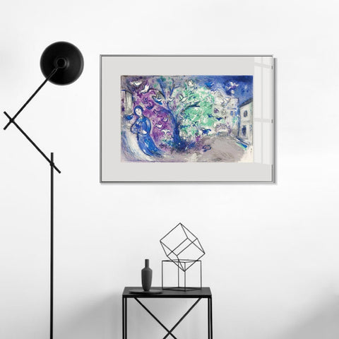 INVIN ART Mental Framed Canvas Giclee Print Art Tree and bird by Marc Chagall Wall Art Living Room Home Office Decorations