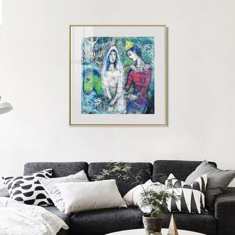 INVIN ART Mental Framed Canvas Giclee Print Art Wedding party by Marc Chagall Wall Art Living Room Home Office Decorations