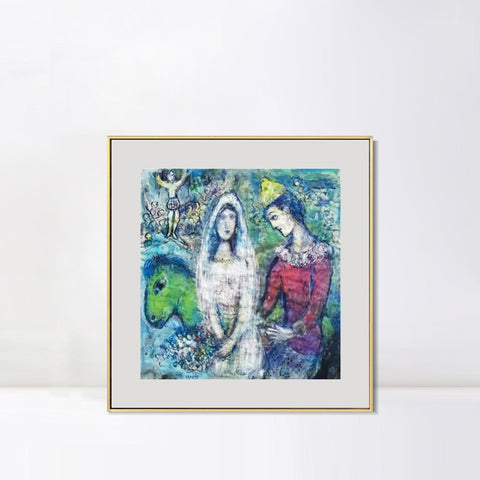 INVIN ART Mental Framed Canvas Giclee Print Art Wedding party by Marc Chagall Wall Art Living Room Home Office Decorations
