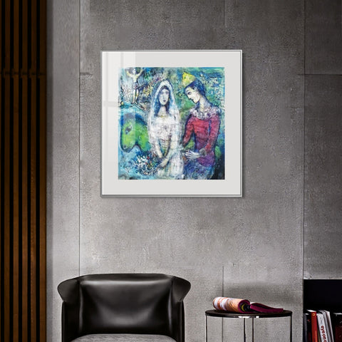 INVIN ART Mental Framed Canvas Giclee Print Art Wedding party by Marc Chagall Wall Art Living Room Home Office Decorations