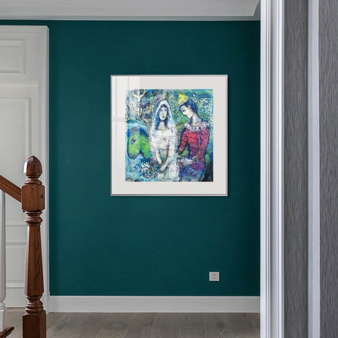 INVIN ART Mental Framed Canvas Giclee Print Art Wedding party by Marc Chagall Wall Art Living Room Home Office Decorations