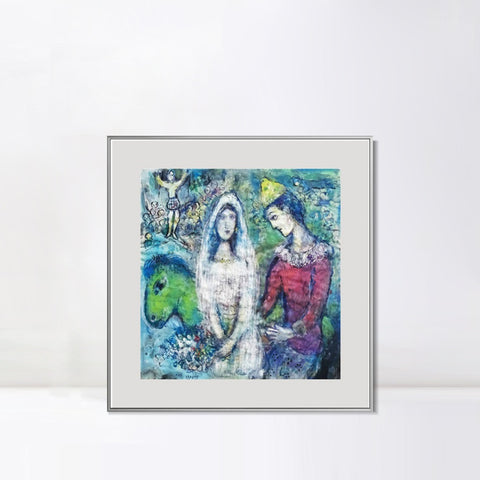 INVIN ART Mental Framed Canvas Giclee Print Art Wedding party by Marc Chagall Wall Art Living Room Home Office Decorations