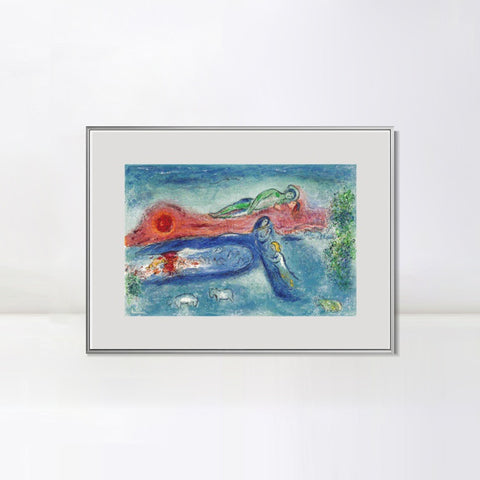 INVIN ART Mental Framed Canvas Giclee Print Art Women and sheep by Marc Chagall Wall Art Living Room Home Office Decorations