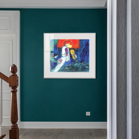 INVIN ART Mental Framed Canvas Giclee Print Art Kissing by Marc Chagall Wall Art Living Room Home Office Decorations