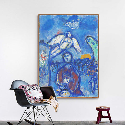 INVIN ART Framed Canvas Giclee Print Art Angel and Children by Marc Chagall Wall Art Living Room Home Office Decorations