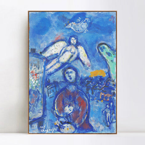 INVIN ART Framed Canvas Giclee Print Art Angel and Children by Marc Chagall Wall Art Living Room Home Office Decorations