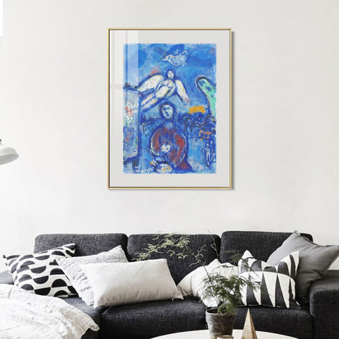 INVIN ART Mental Framed Canvas Giclee Print Art Angel and children by Marc Chagall Wall Art Living Room Home Office Decorations