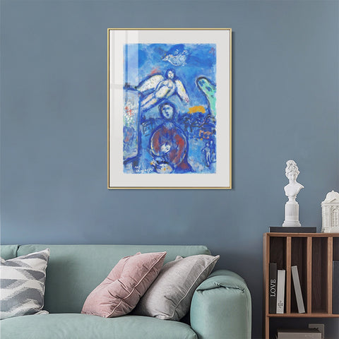 INVIN ART Mental Framed Canvas Giclee Print Art Angel and children by Marc Chagall Wall Art Living Room Home Office Decorations
