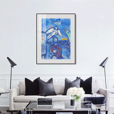 INVIN ART Mental Framed Canvas Giclee Print Art Angel and children by Marc Chagall Wall Art Living Room Home Office Decorations