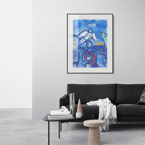 INVIN ART Mental Framed Canvas Giclee Print Art Angel and children by Marc Chagall Wall Art Living Room Home Office Decorations