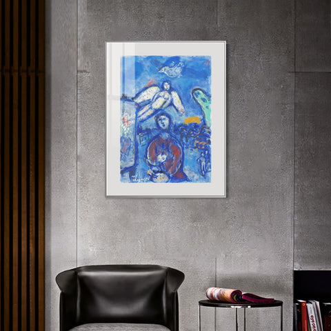 INVIN ART Mental Framed Canvas Giclee Print Art Angel and children by Marc Chagall Wall Art Living Room Home Office Decorations