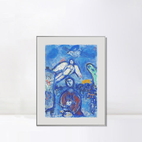 INVIN ART Mental Framed Canvas Giclee Print Art Angel and children by Marc Chagall Wall Art Living Room Home Office Decorations