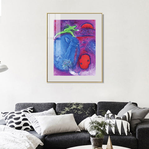 INVIN ART Mental Framed Canvas Giclee Print Art Angel tone by Marc Chagall Wall Art Living Room Home Office Decorations